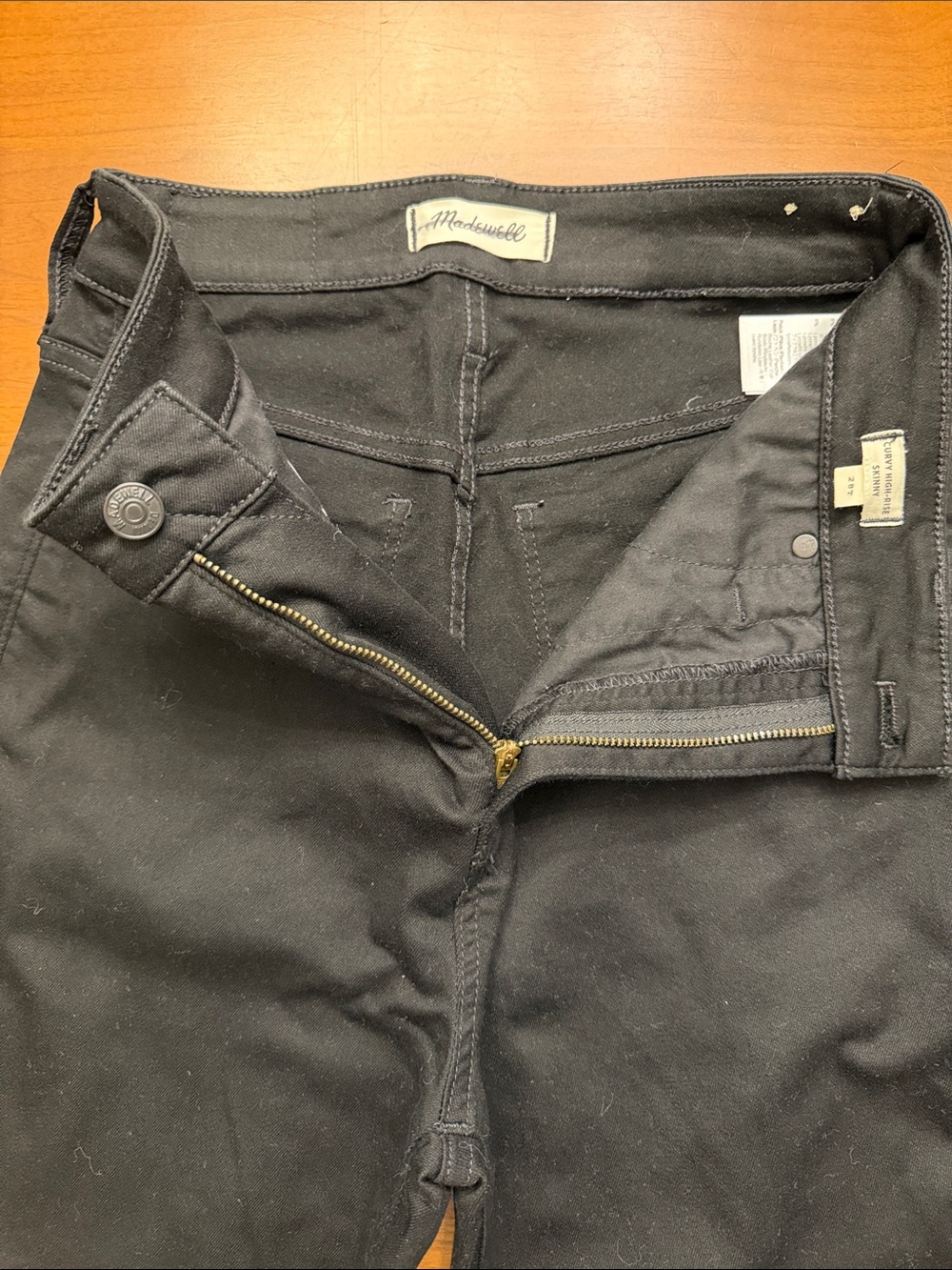Madewell Black Skinny Jeans with Brass Zip Detail